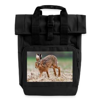 000 4929 - Roll Top Backpack with Two Handles - black - Front