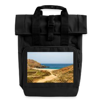 Fokos Strand Mykonos Insel Südägäis - Rolltop Rucksack mit zwei Griffen - Schwarz - Vorne