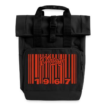 Vintage 1967 Born In 1967 58 Year Old Bar Code Anniversai - Roll Top Backpack with Two Handles - black - Front
