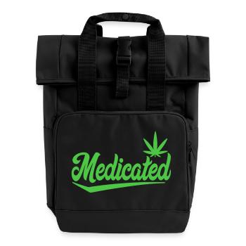 Medicated Script with Leaf | 420 Chill Vibes - Roll Top Backpack with Two Handles - black - Front