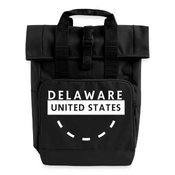 Delaware State Emblem Circular Badge - Roll Top Backpack with Two Handles - black - Front
