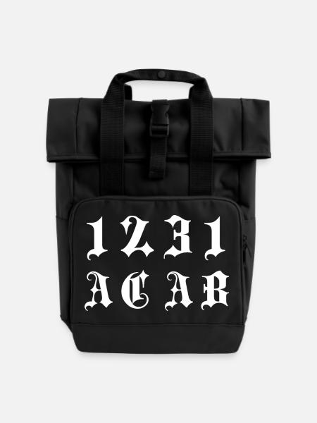 Gothic Monogramm 1231 - Rolltop Rucksack mit zwei Griffen - Schwarz