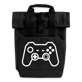 Gamepad Controller Outline - Rolltop Rucksack mit zwei Griffen - Schwarz - Vorne