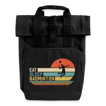 Badminton - Roll Top Backpack with Two Handles - black - Front