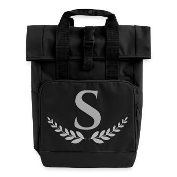s - Roll Top Backpack with Two Handles - black - Front