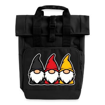 Deutschland Gartenzwerge Trio Schwarz Rot Gold - Rolltop Rucksack mit zwei Griffen - Schwarz - Vorne