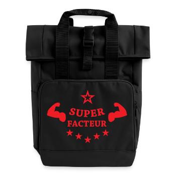 Super Factor Muscular Arms Strength Humor - Roll Top Backpack with Two Handles - black - Front