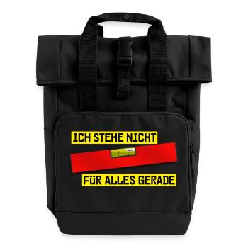Wasserwaage rot - Ich stehe nicht für alles gerade - Rolltop Rucksack mit zwei Griffen - Schwarz - Vorne