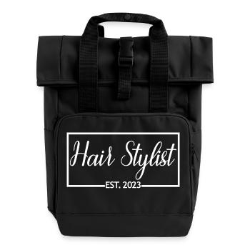 Coiffeur Est. Cadeau de coiffeur diplômé 2023 - Sac à dos Roll Top à deux anses - noir - Devant
