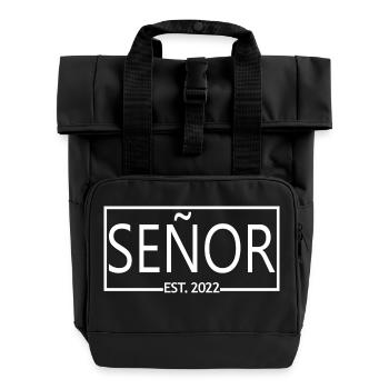 2022 Fête de mariage du marié de fiançailles - Sac à dos Roll Top à deux anses - noir - Devant