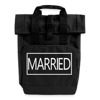 Couple marié assorti Hommes & Femmes Jour de mariage - Sac à dos Roll Top à deux anses - noir - Devant