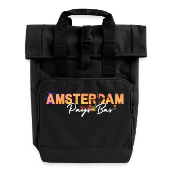 Ville d'Amsterdam - Roll Top Backpack with Two Handles - black - Front