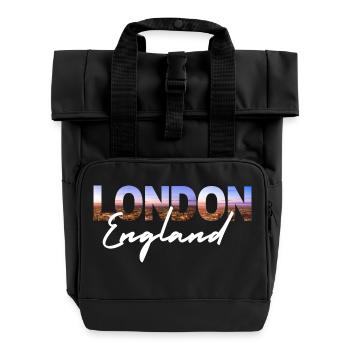 London England - Roll Top Backpack with Two Handles - black - Front