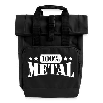 100% Heavy Metal Musique Timbre Texte Logo - Sac à dos Roll Top à deux anses - noir - Devant