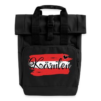 Flagge Österreich Kärnten - Rolltop Rucksack mit zwei Griffen - Schwarz - Vorne