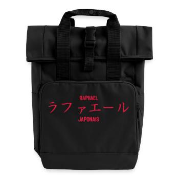 raphael Japanese surname symbol translate - Roll Top Backpack with Two Handles - black - Front