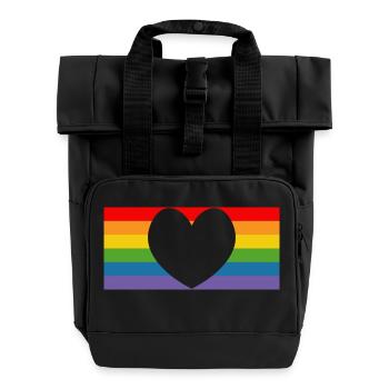 pride rainbow flag - Roll Top Backpack with Two Handles - black - Front
