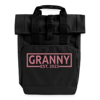Granny Est. 2023, Grandma To Be, Pregnancy Reveal - Roll Top Backpack with Two Handles - black - Front