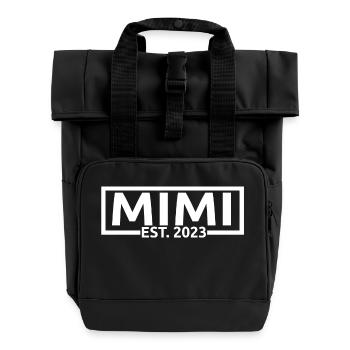 Mimi Est. 2023, Grandma To Be, Pregnancy Reveal - Roll Top Backpack with Two Handles - black - Front