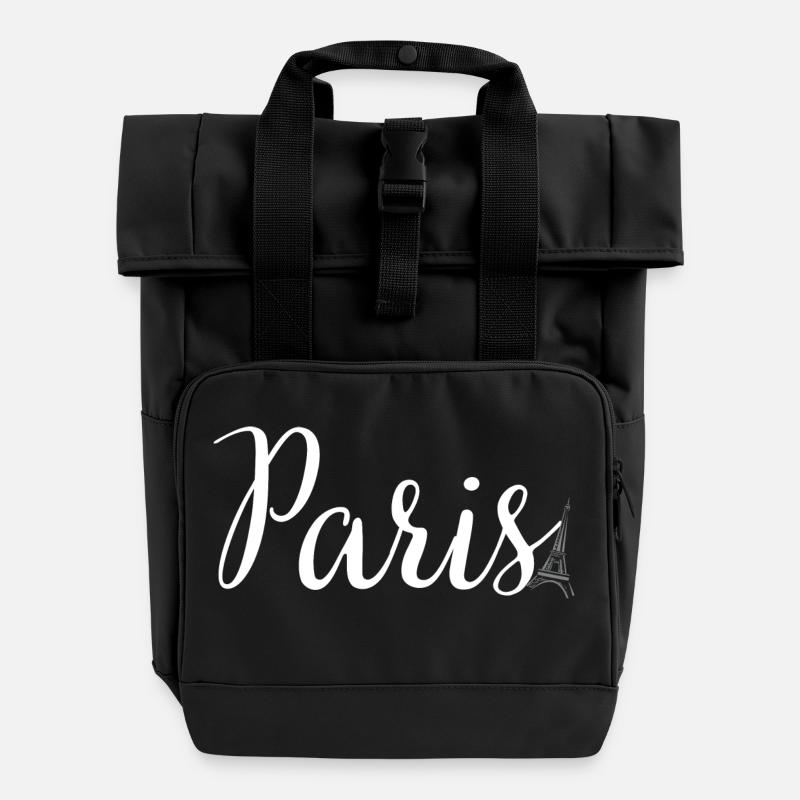 Paris - Rolltop Rucksack mit zwei Griffen - Schwarz
