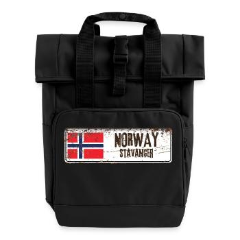 Stavanger, Norwegen - Rolltop Rucksack mit zwei Griffen - Schwarz - Vorne