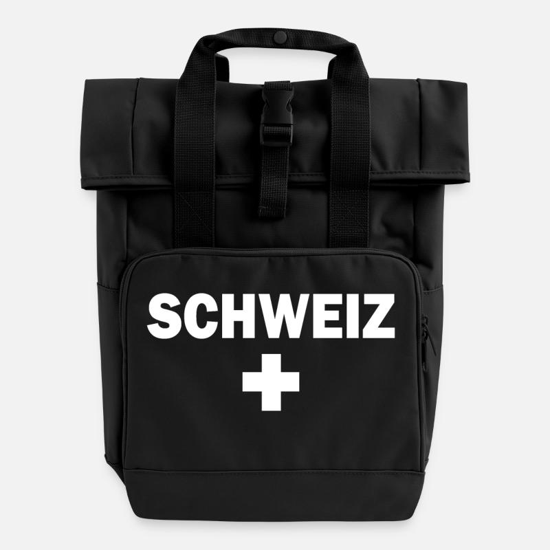 Schweiz - Rolltop Rucksack mit zwei Griffen - Schwarz