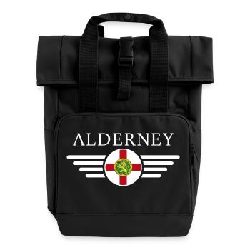 J’aime Aurigny, T-shirt design de style élégance - Sac à dos Roll Top à deux anses - noir - Devant
