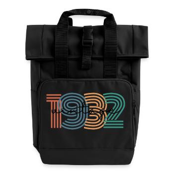1932 Vintage Retro - Rolltop Rucksack mit zwei Griffen - Schwarz - Vorne