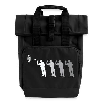 Dart Spieler Retro Darts WM - Rolltop Rucksack mit zwei Griffen - Schwarz - Vorne