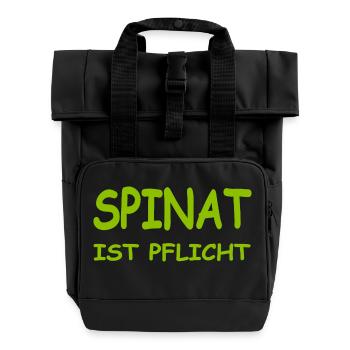 Spinat - Rolltop Rucksack mit zwei Griffen - Schwarz - Vorne