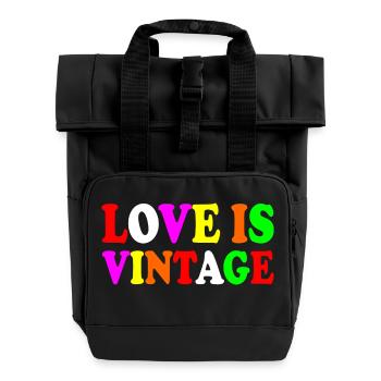 Love is vintage - Roll Top Backpack with Two Handles - black - Front