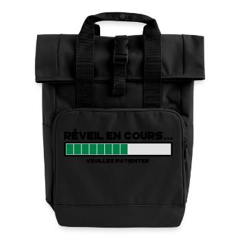 motif réveil en cours - Sac à dos Roll Top à deux anses - noir - Devant