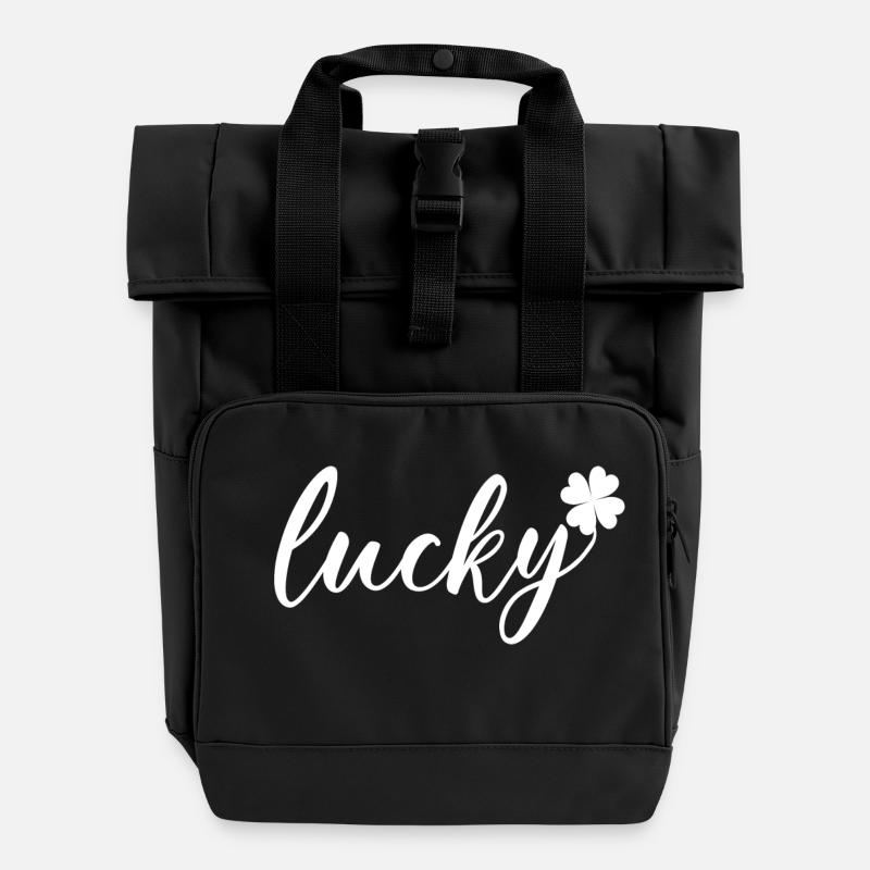 Cadeau de la Saint-Patrick Trèfle Hommes, Femmes, Enfants - Sac à dos Roll Top à deux anses - noir