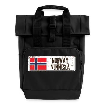 Vennesla Norway - Roll Top Backpack with Two Handles - black - Front