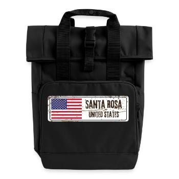 Santa Rosa Flag - Roll Top Backpack with Two Handles - black - Front