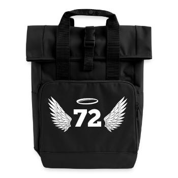 Nummer 72 Engel - Flügel zum 72. Geburtstag - Rolltop Rucksack mit zwei Griffen - Schwarz - Vorne