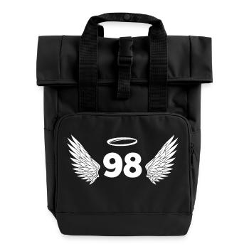Nummer 98 Engel - Flügel zum 98. Geburtstag - Rolltop Rucksack mit zwei Griffen - Schwarz - Vorne