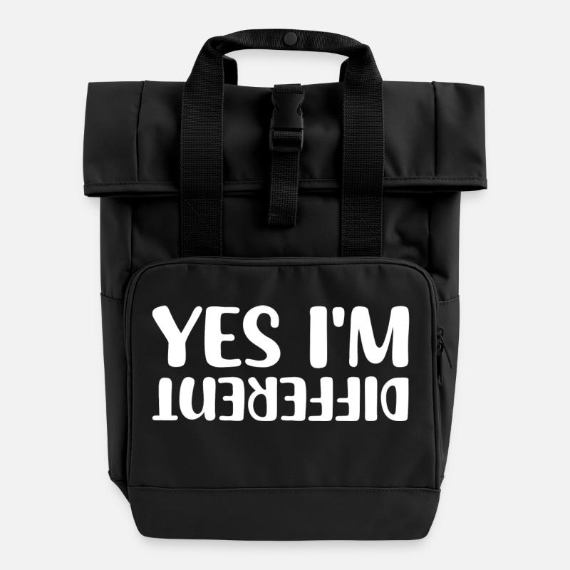 Yes I'm different, Lustige Sprüche Geschenkidee - Rolltop Rucksack mit zwei Griffen - Schwarz