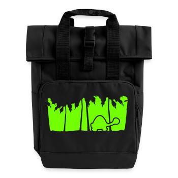 Süße Schildkröte Geht Palmen Silhouette Urlaub Fun - Rolltop Rucksack mit zwei Griffen - Schwarz - Vorne