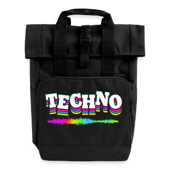 Rave Raver Musique techno Techno basse Table de mixage - Sac à dos Roll Top à deux anses - noir - Devant