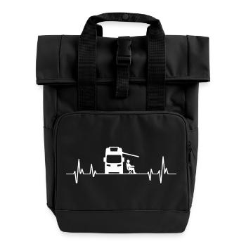 camping car heartbeat t-shirt camper - Roll Top Backpack with Two Handles - black - Front