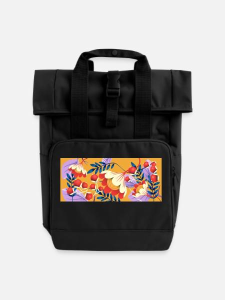 Scholle Blumenarrangement - Rolltop Rucksack mit zwei Griffen - Schwarz