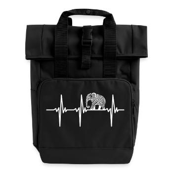 Heartbeat for large artistic elephants - Roll Top Backpack with Two Handles - black - Front