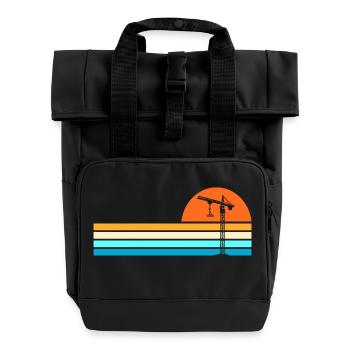 Kranführer Kran - Rolltop Rucksack mit zwei Griffen - Schwarz - Vorne
