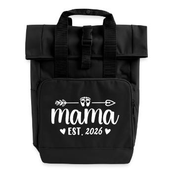 Geschenkidee für Muttertag Mama 2026 - Rolltop Rucksack mit zwei Griffen - Schwarz - Vorne