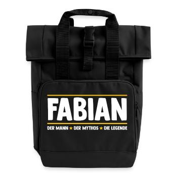Fabian - Roll Top Backpack with Two Handles - black - Front