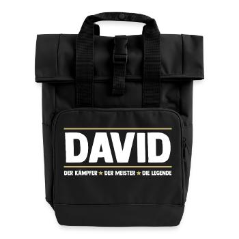 David - Rolltop Rucksack mit zwei Griffen - Schwarz - Vorne
