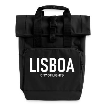 Lisboa - City of Lights - Portugal - Lisbon - Roll Top Backpack with Two Handles - black - Front