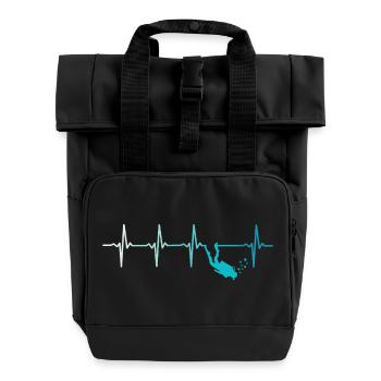 Tauchen Herzschlag Retro Taucher - Rolltop Rucksack mit zwei Griffen - Schwarz - Vorne