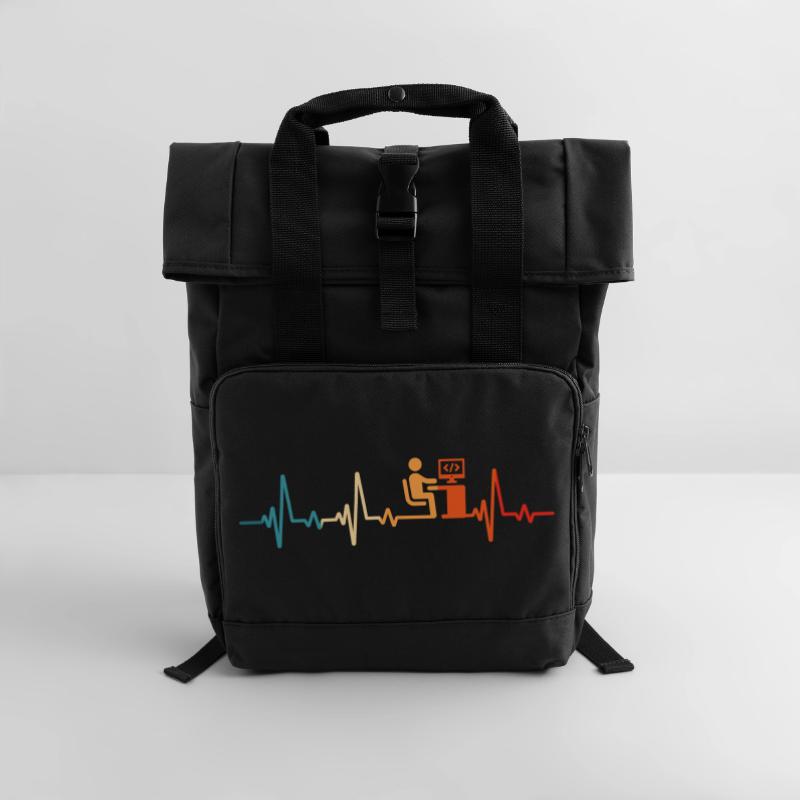 Programmierer Retro Herzschlag Informatiker code Rolltop Rucksack mit zwei Griffen